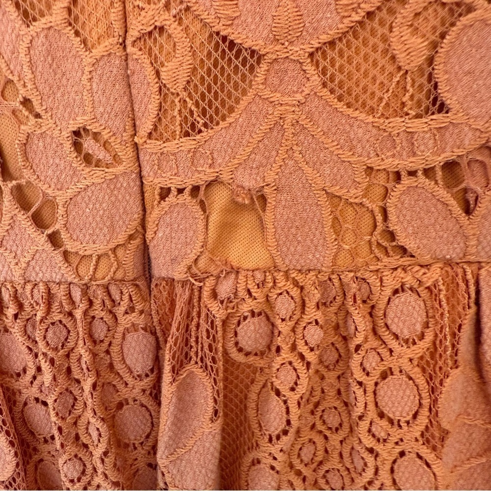 Boohoo Burnt Orange Long Sleeves Lace MiniDress Size 8 - Picture 7 of 7